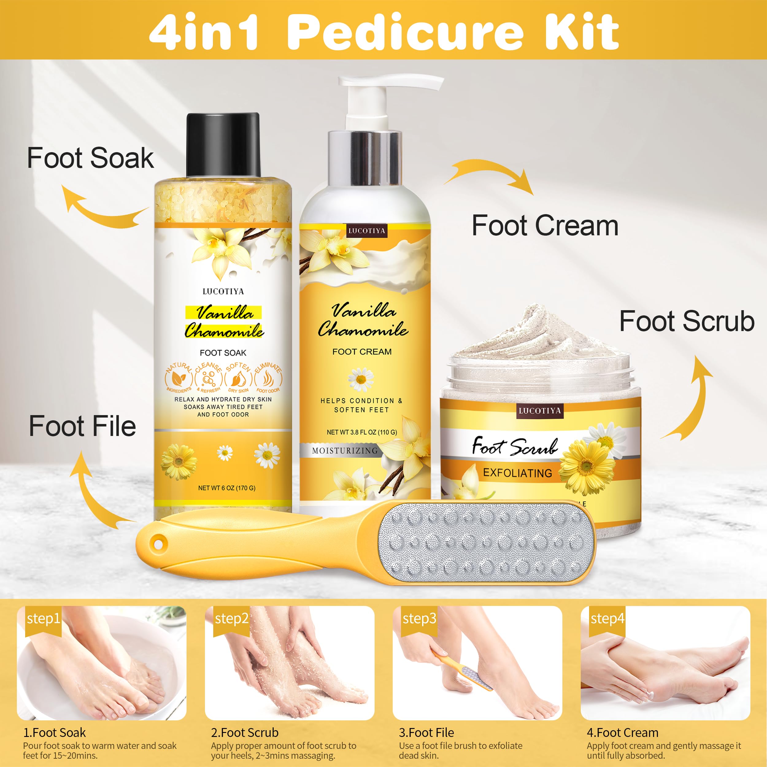 LUCOTIYA Kit de Pedicura para Regalo, opción práctica y cuidada para quien ama pies sanos.