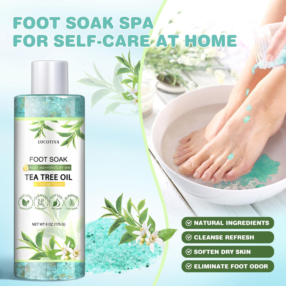 LUCOTIYA: sales de baño para pies con árbol de té y flor de naranja, aroma fresco