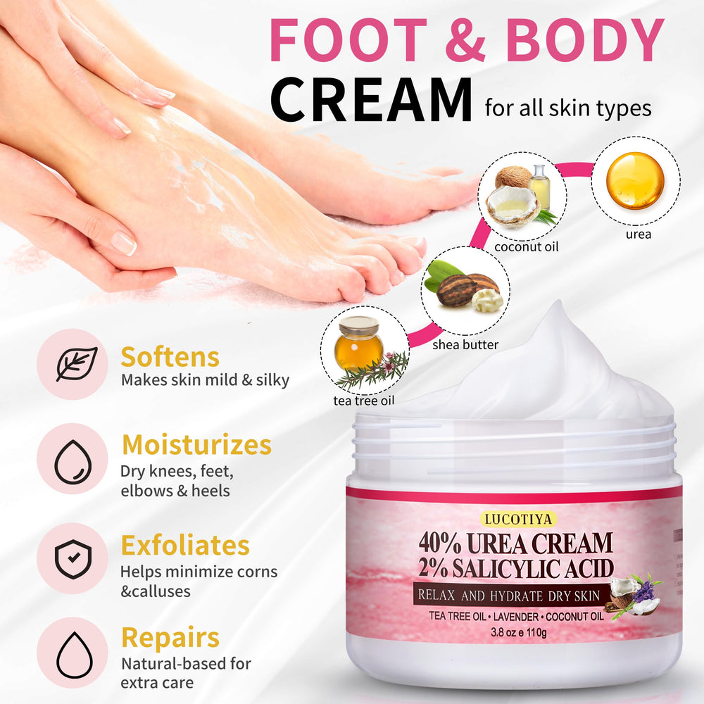 LUCOTIYA Crema de urea para pies hidrata y suaviza.