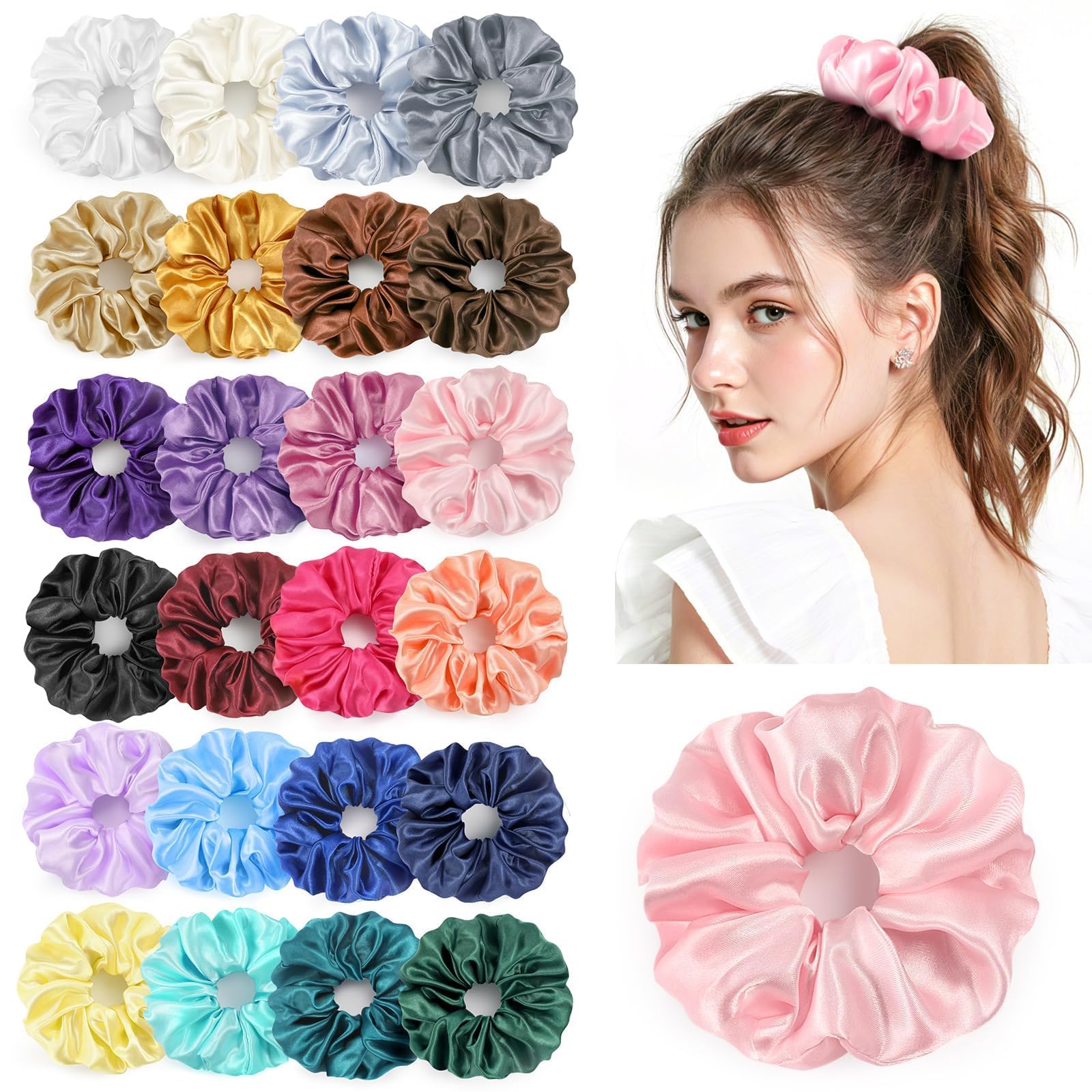 LUDILO – Lazos de pelo de satén con 24 colores para combinar con cualquier look.