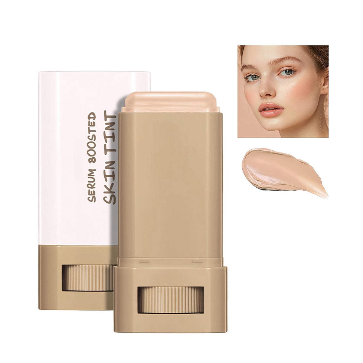 Bálsamo-serum sólido de Lulesi para hidratación instantánea y cobertura ajustable.