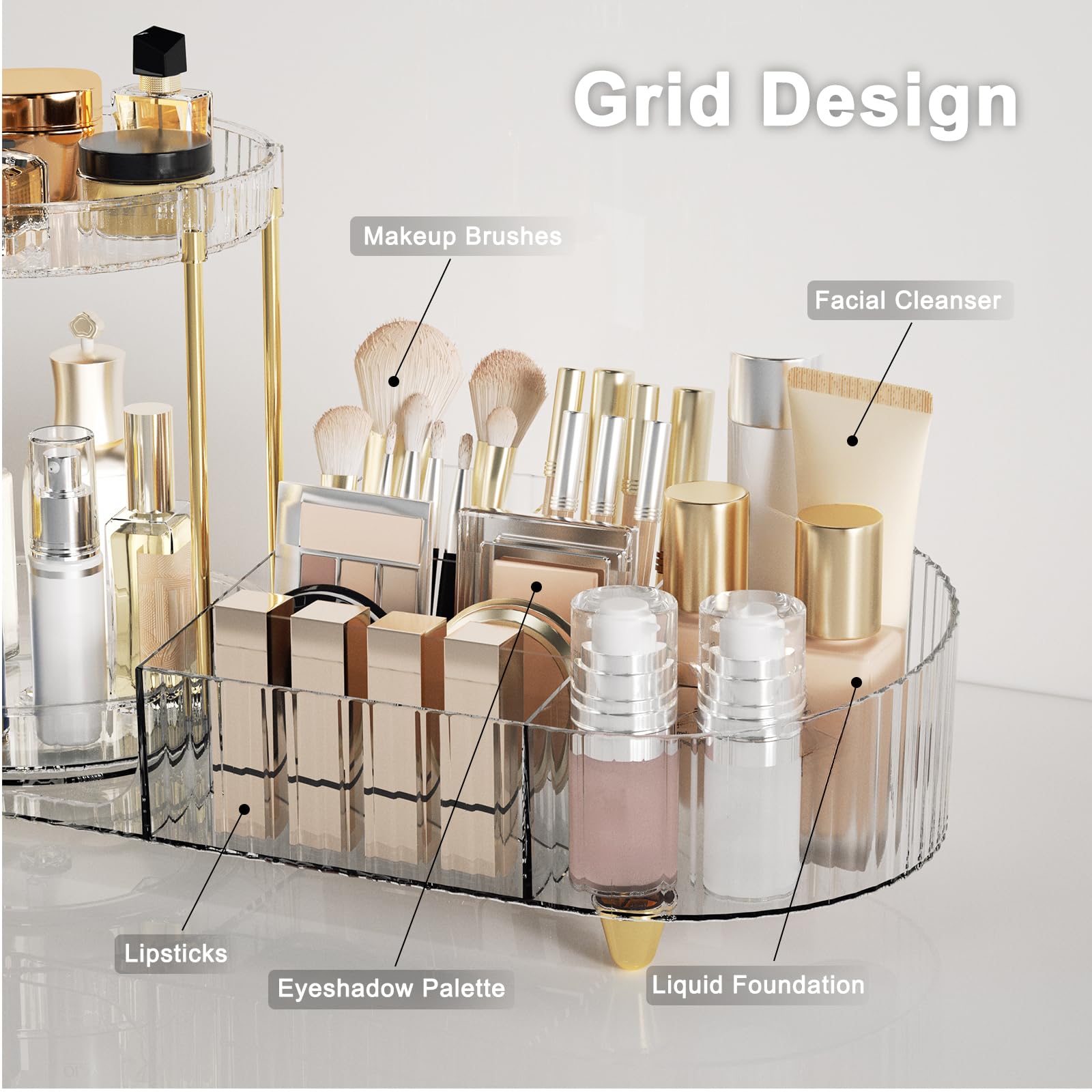 Lulltou giro 360 grados para maquillaje, acceso rápido desde cualquier ángulo.