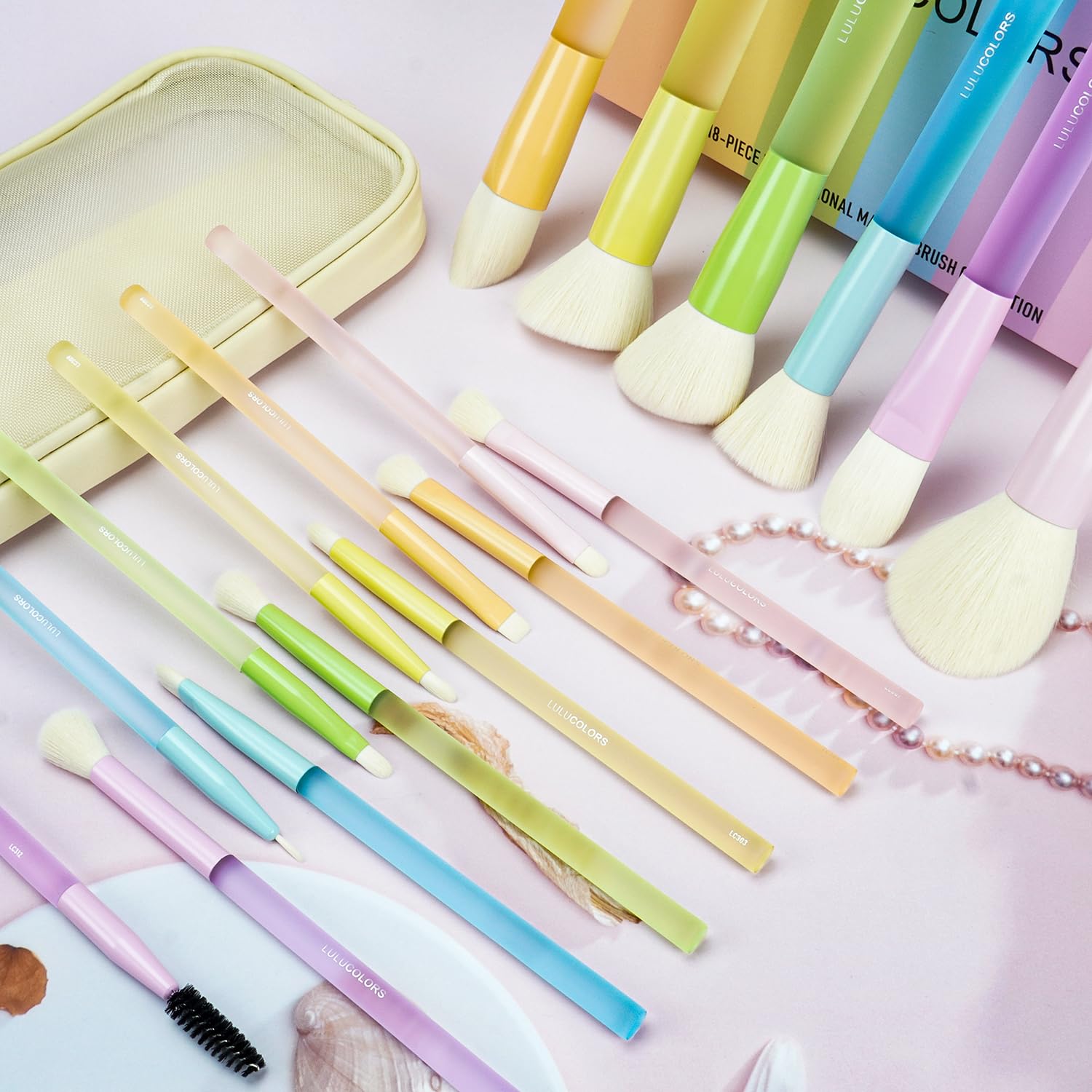Conjunto de pinceles lulucolors de diseño pastel, estilo colorido para inspirar.