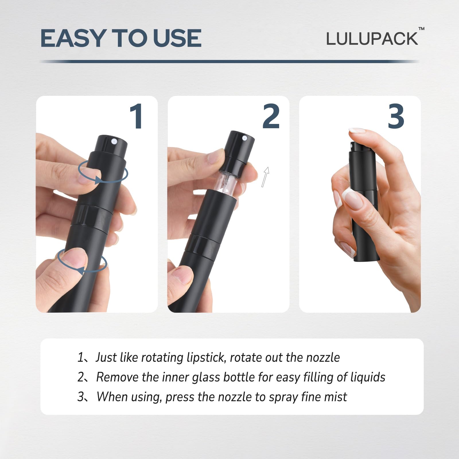 Lulupack accesorios transferencia: embudo y goteros para rellenar sin manchas.