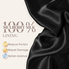 Bonete de seda LULUSILK con ajuste de cinta para evitar deslizamientos.