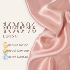 LULUSILK cinta ajustable mantiene el bonete en su lugar durante la noche.