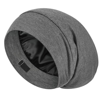 Gorro de seda Mulberry de LULUSILK para dormir cuida el cabello durante la noche.