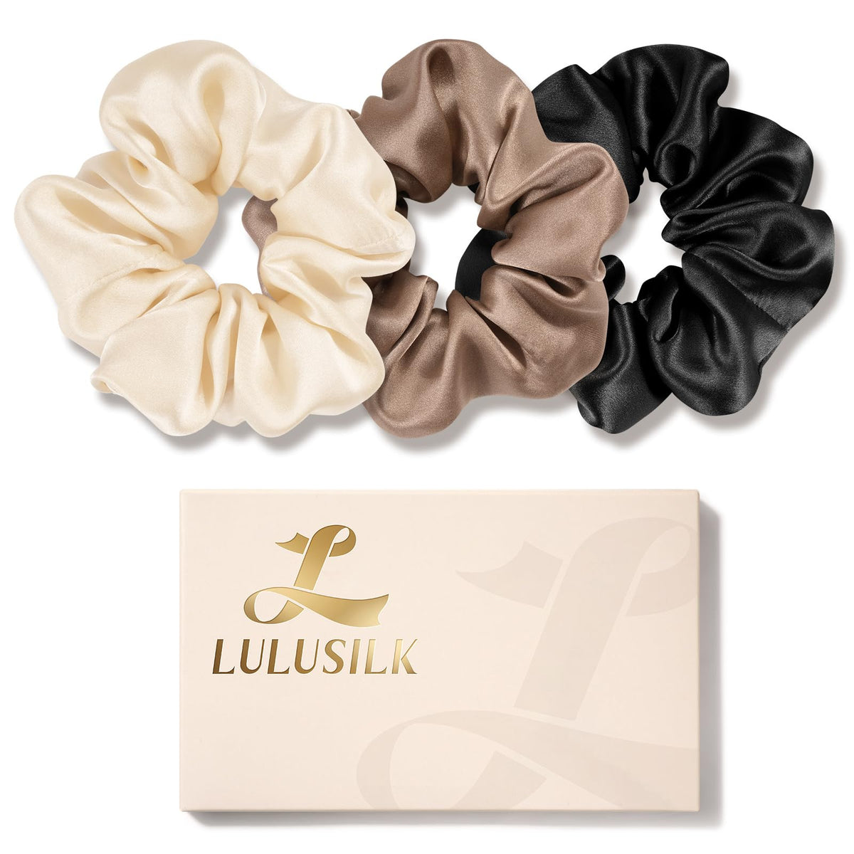 Scrunchies LULUSILK de seda Mulberry para dormir; suavidad que cuida el cabello.