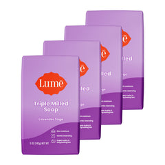 Barra de jabón Lume con molienda triple para espuma cremosa y duradera Lavanda Salvia.