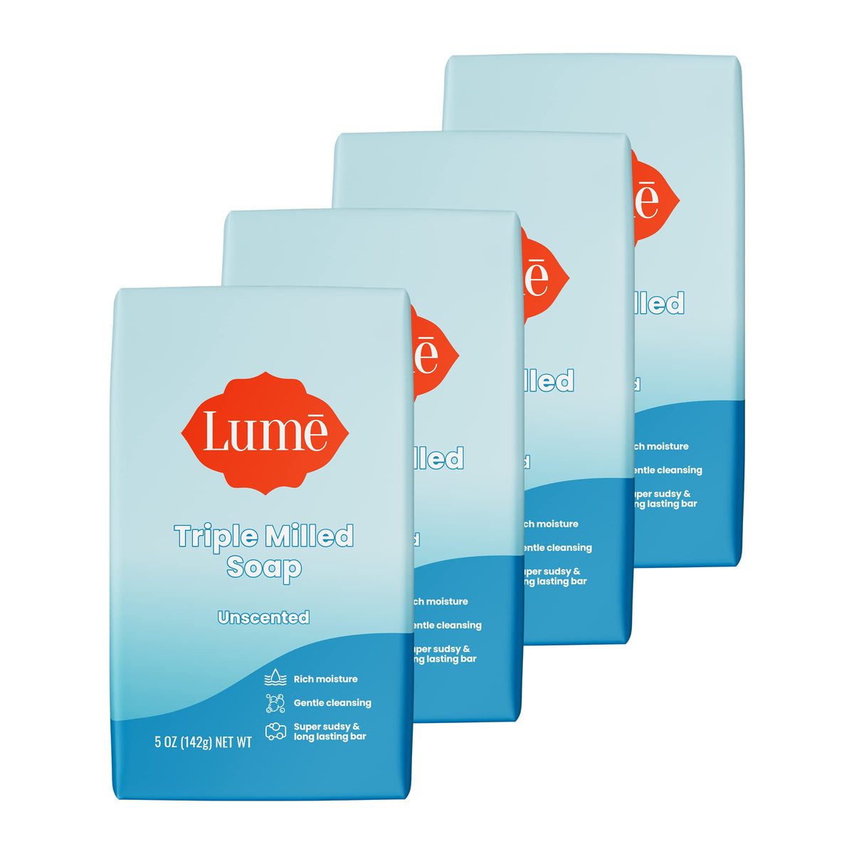 Lume Barra Jabón Triple Molienda con espuma cremosa para hidratación diaria.