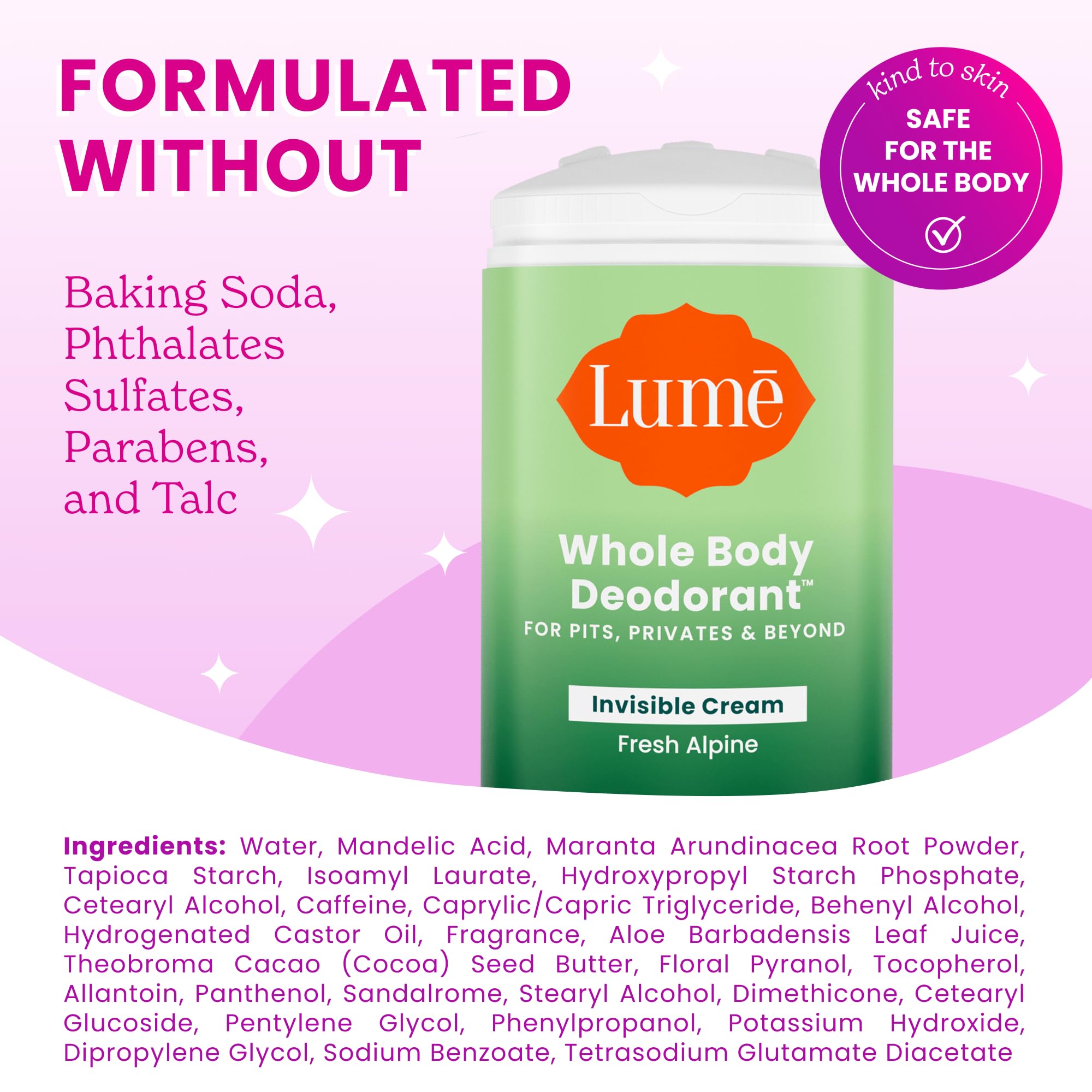 Lume crème invisible odeur plis ventre, fraîcheur discrète sous les vêtements.