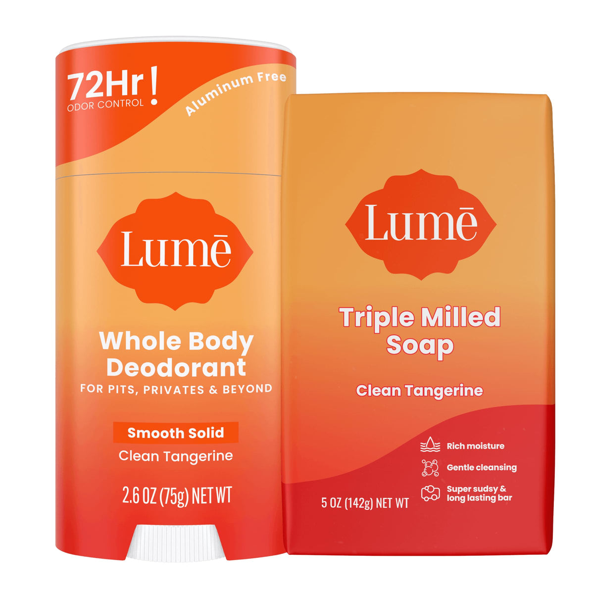 Desodorante corporal Lume en barra sólida con protección de olor 72h.