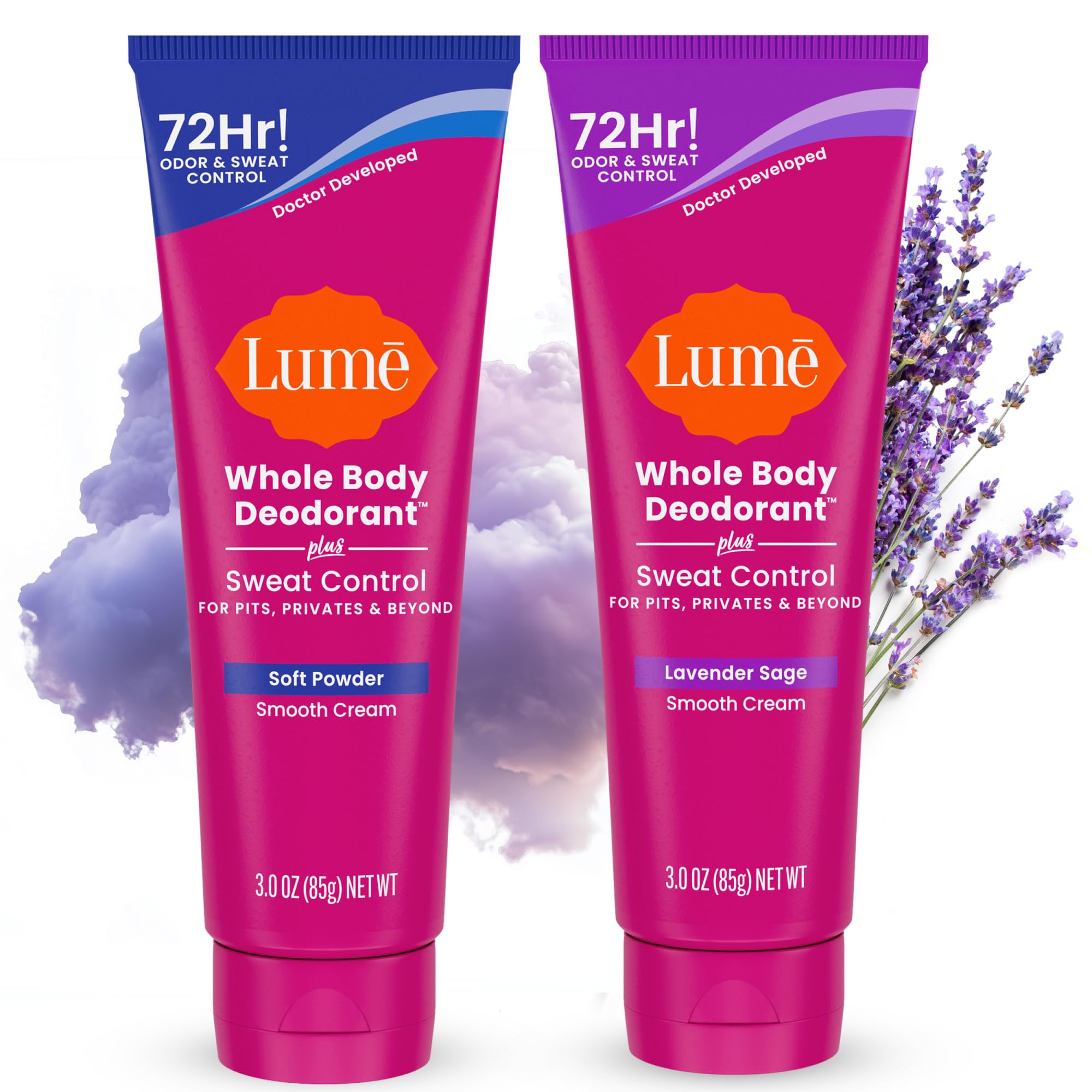 Lume desodorante corporal crema suave en tubo para uso diario.