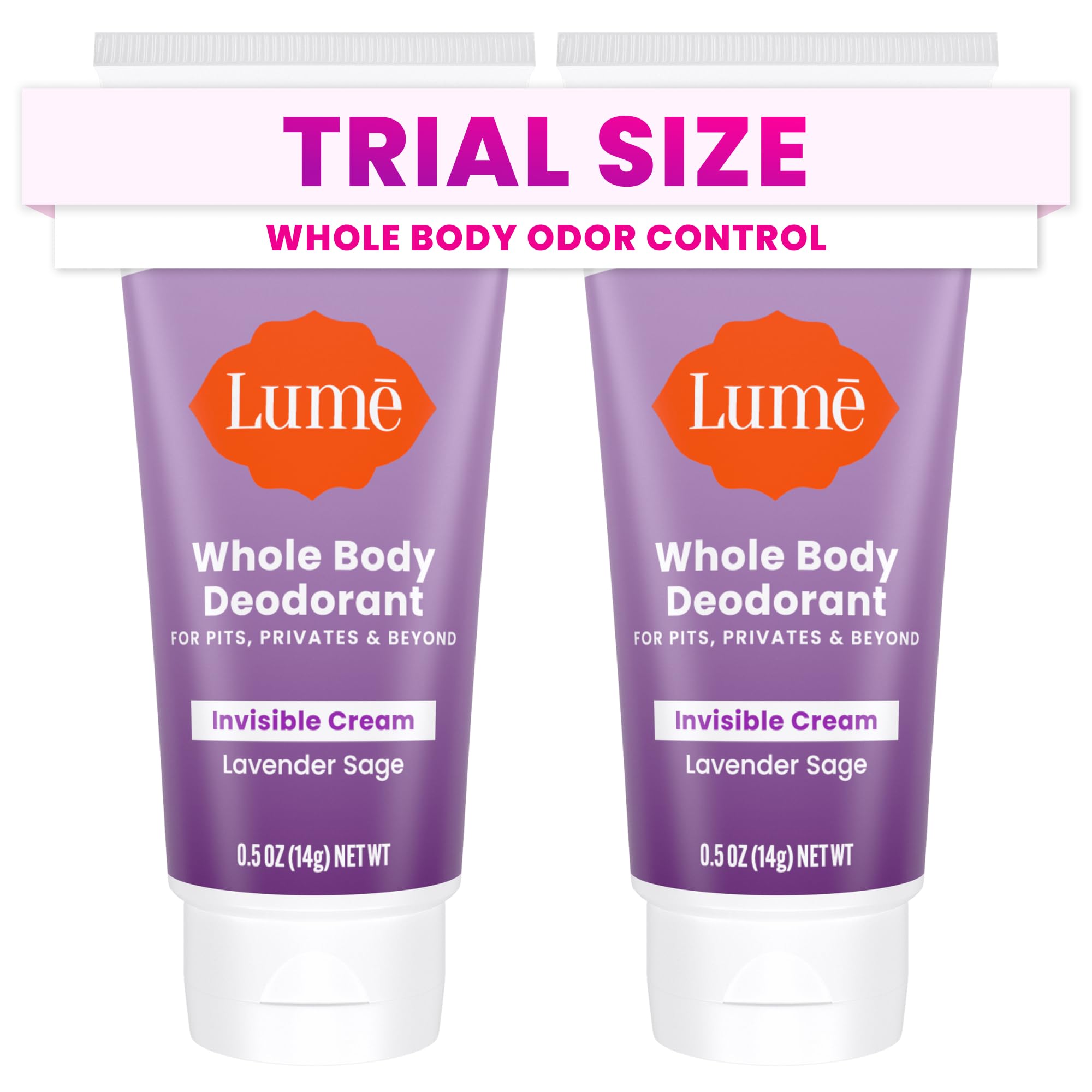 Desodorante Lume en crema invisible, mini tubo, aroma lavanda-salvia con control de olor.
