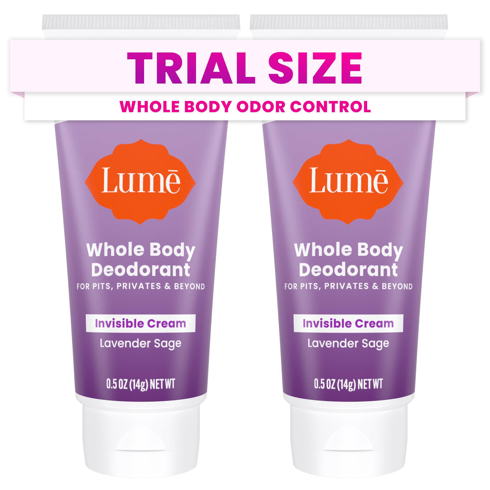 Desodorante Lume en crema invisible, mini tubo, aroma lavanda-salvia con control de olor.