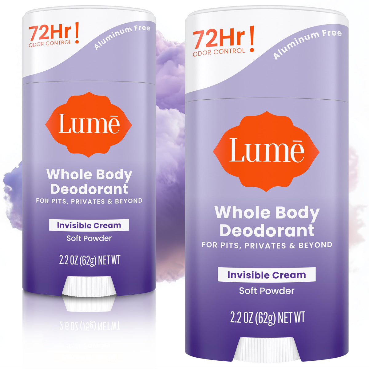 Desodorante Lume crema invisible en pack de 2 para uso diario.