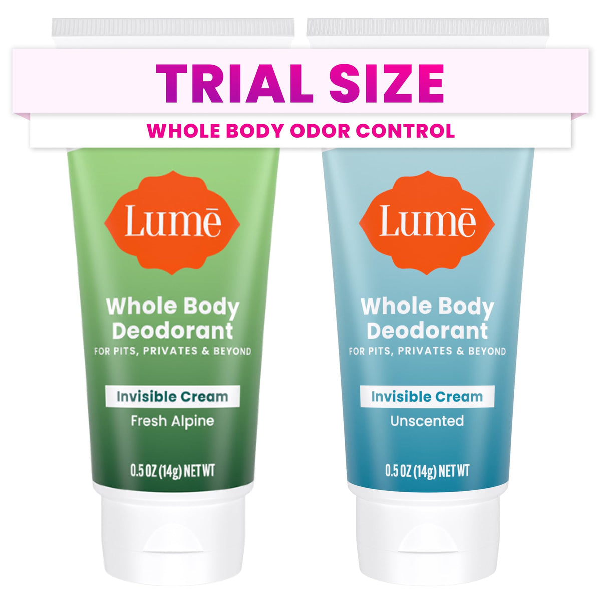 Lume desodorante en crema invisible en tubo mini para viaje, control de olor en todo el cuerpo