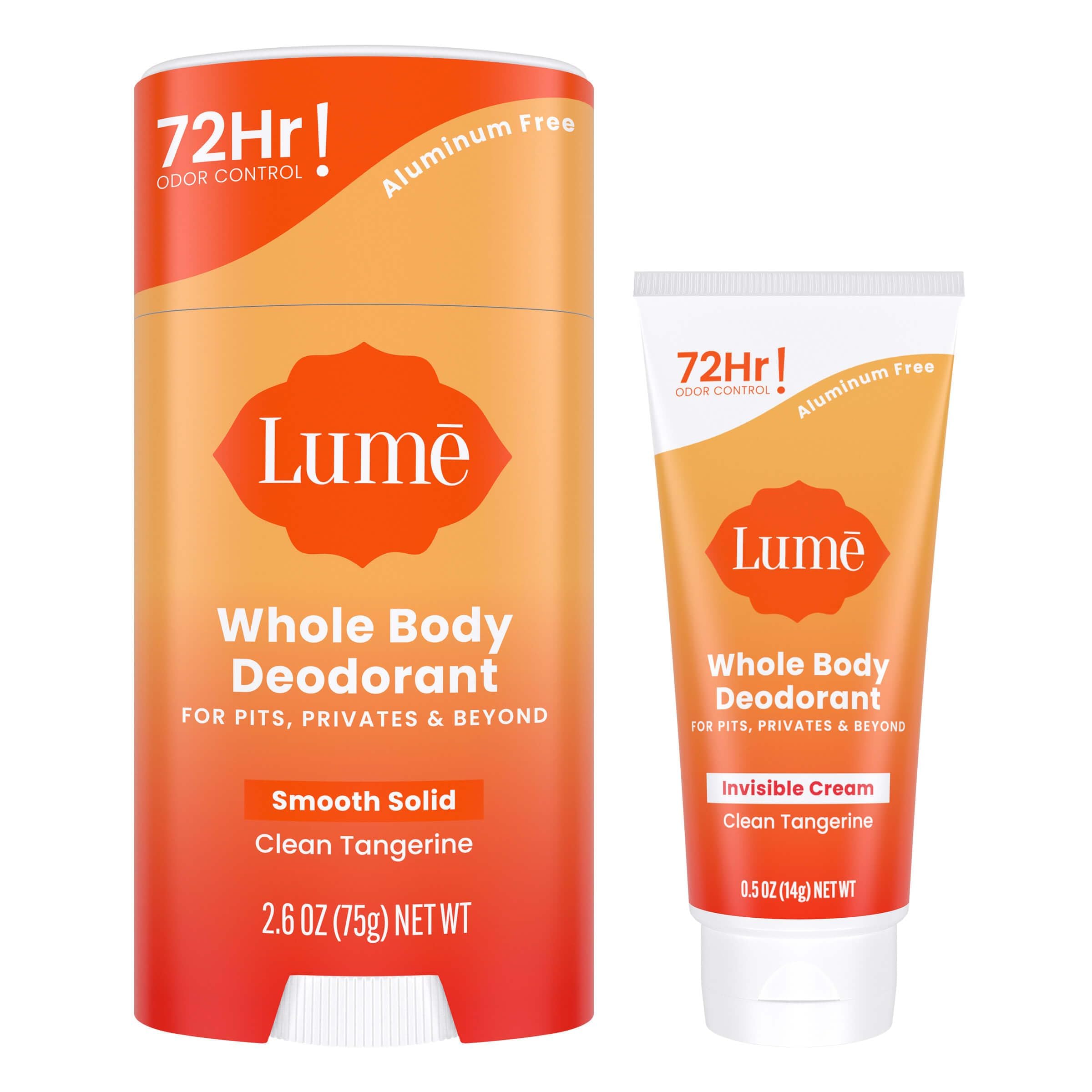 Desodorante Lume: crema invisible en tubo mini para piel suave y sin manchas.