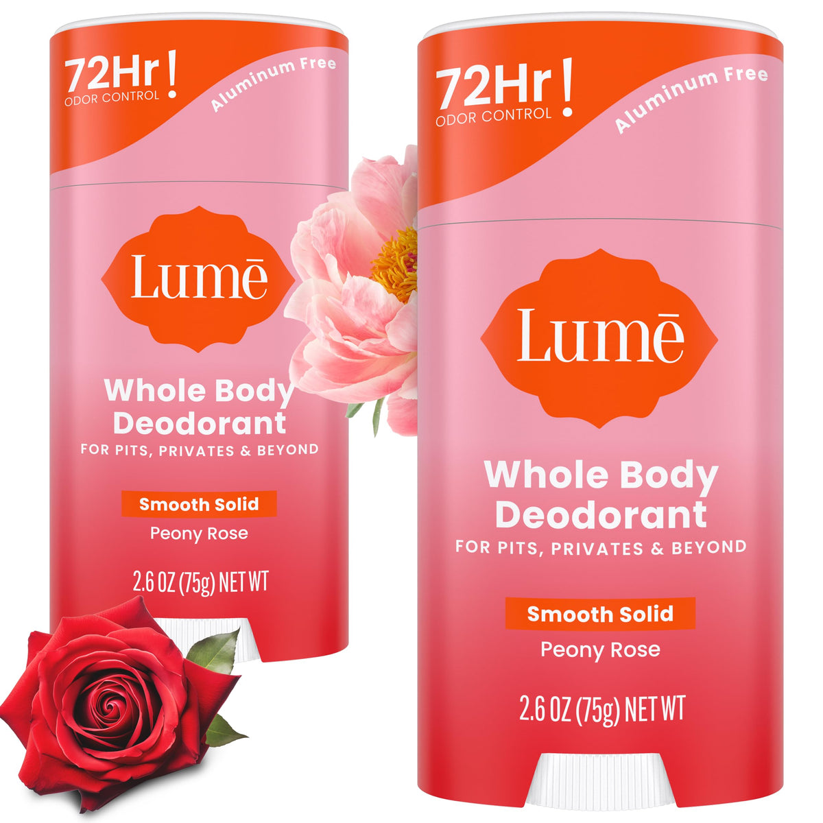 Lume desodorante corporal en barra suave con Peonía Rosa y control de olor