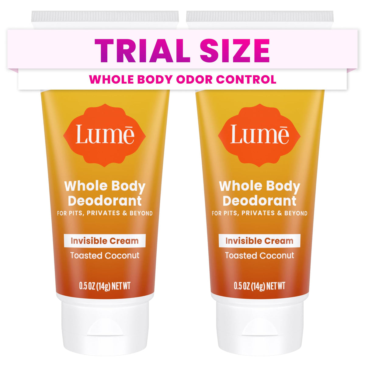 Desodorante para cuerpo Lume mini crema invisible con coco tostado y control de olor.