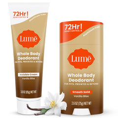 Lume desodorante en tubo crema invisible, aroma vainilla, control de olor diario.