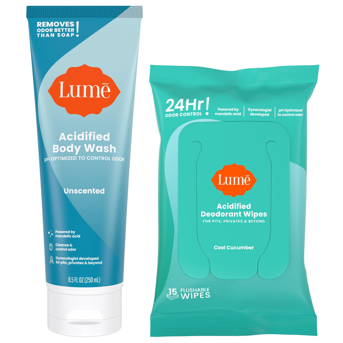 Lume botella de lavado corporal acidificado, enfocado en control de olor.