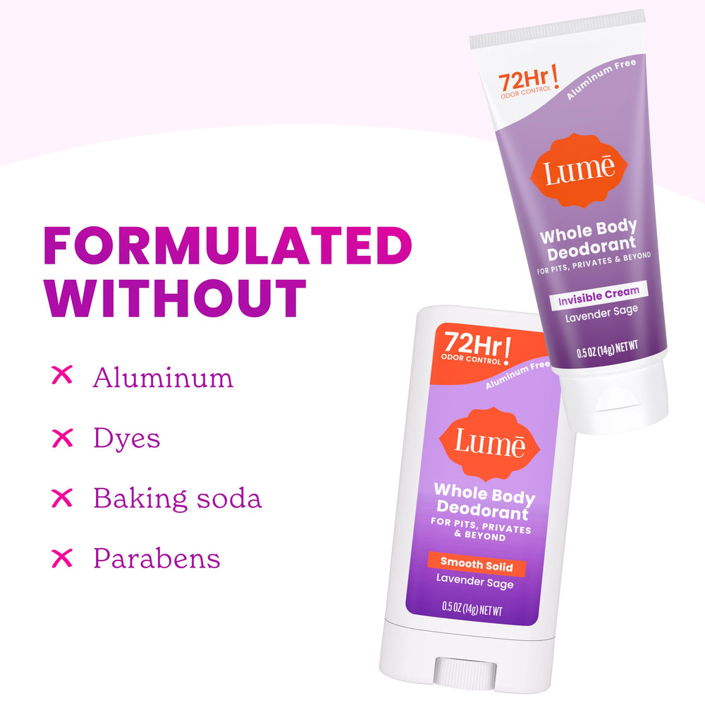 Lume travel size mini bundle on display for trial use.