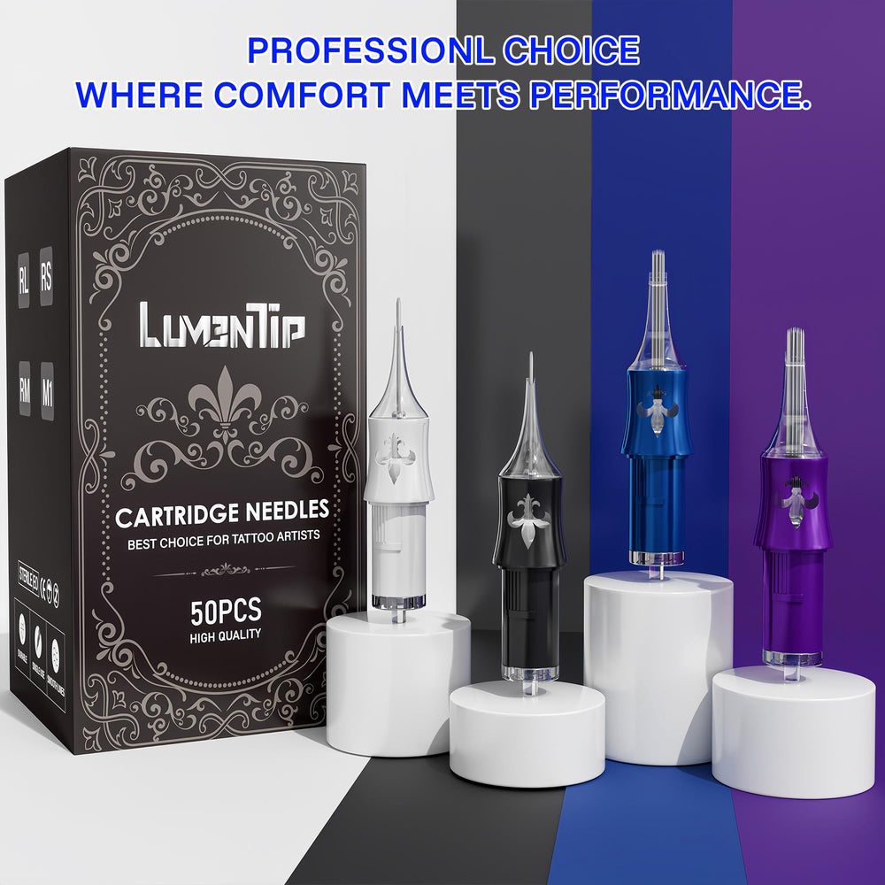 Aguja LumenTip 1205RL en cartucho con carcasa transparente para tinta.