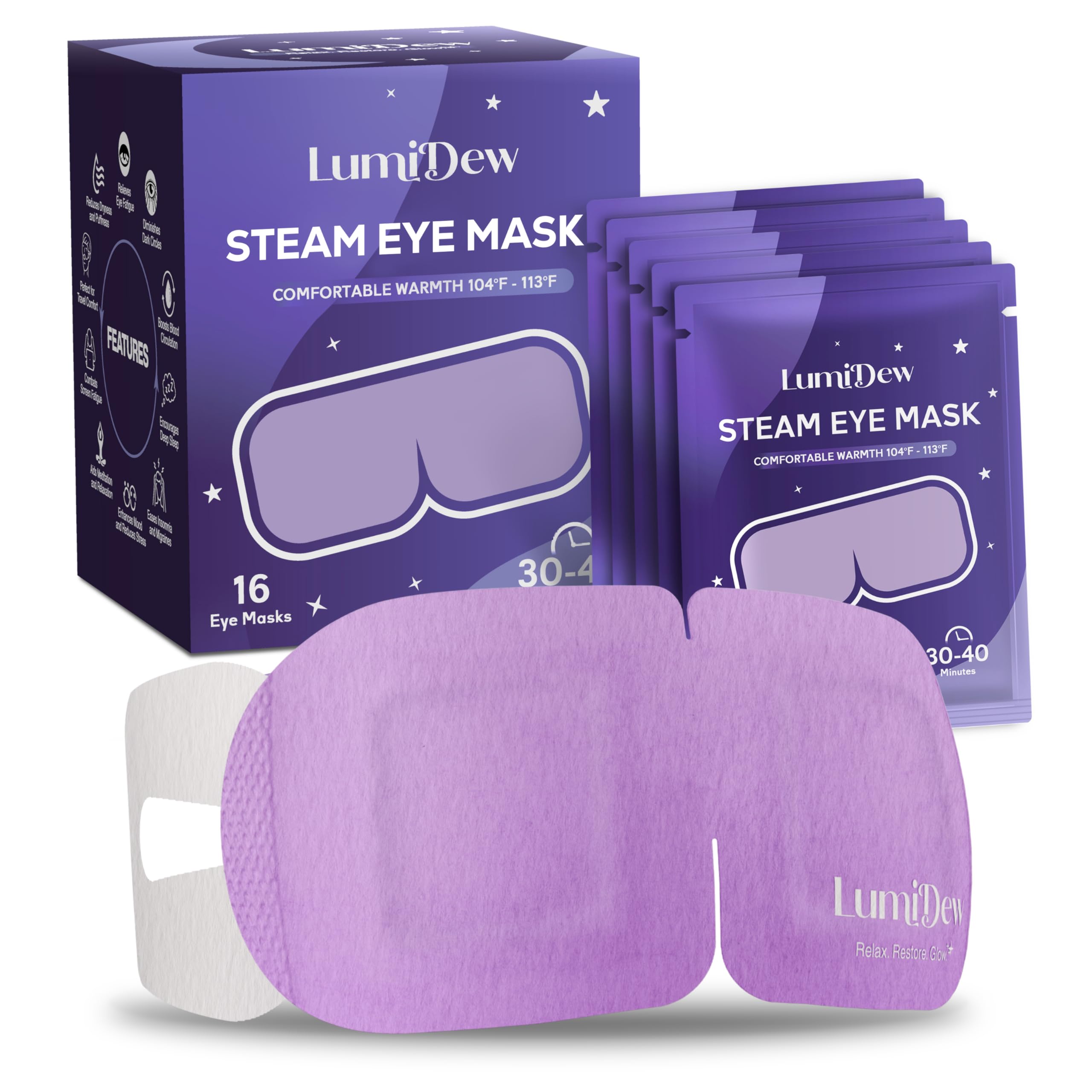 LumiDew mascarilla ojos vapor activacion para dormir mejor