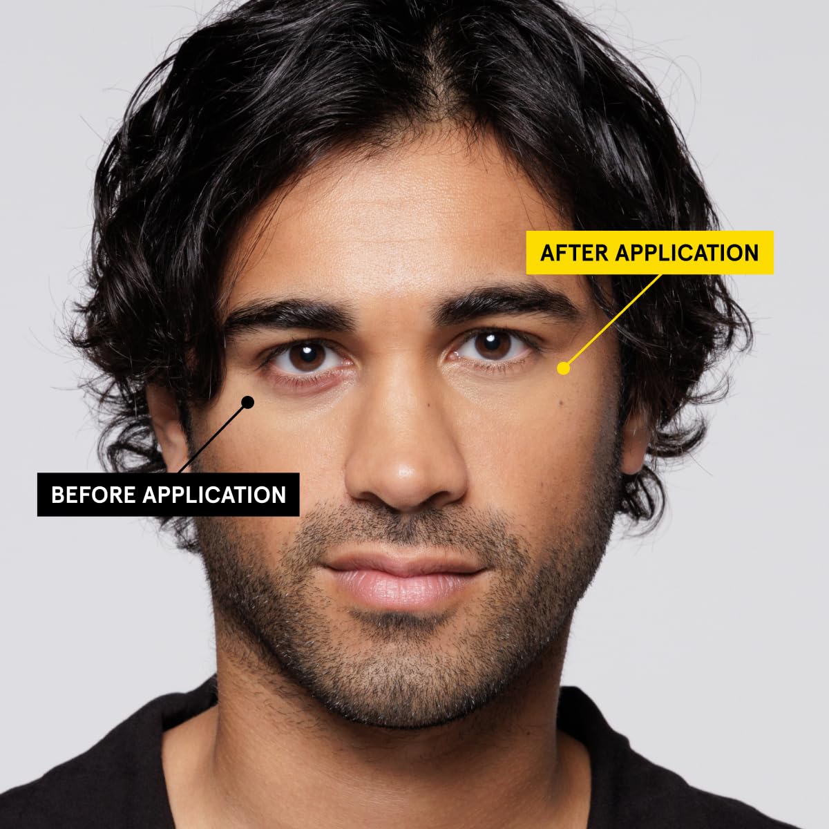 Aplicación suave de Lumin Corrector para sombras bajo los ojos.