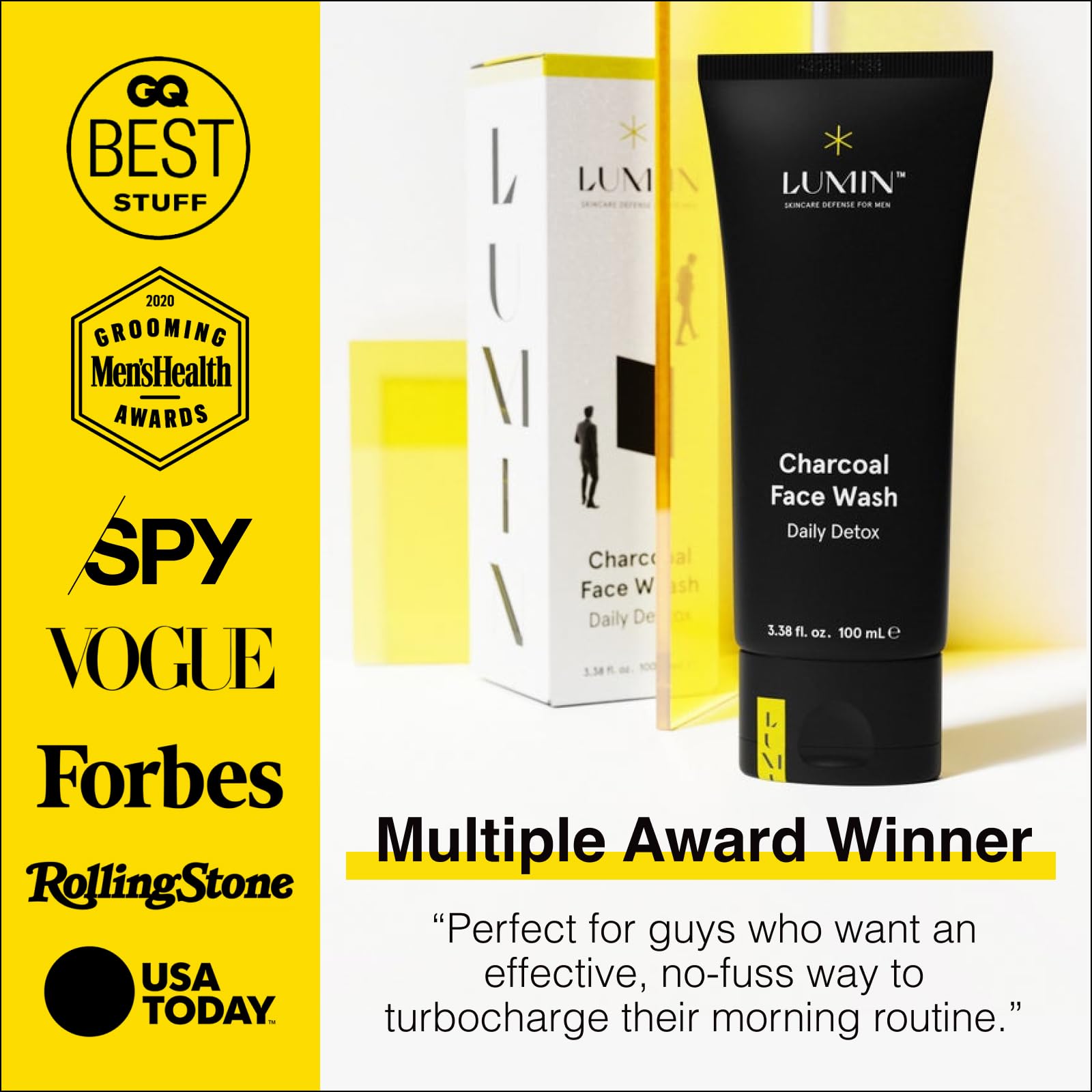 Lumin limpiador facial con carbón activado, perfecto para iniciar la rutina de cuidado.