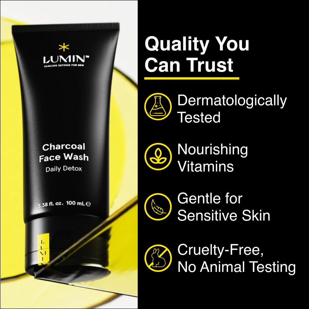 Lumin limpiador facial con carbón activado, hidrata durante la limpieza.