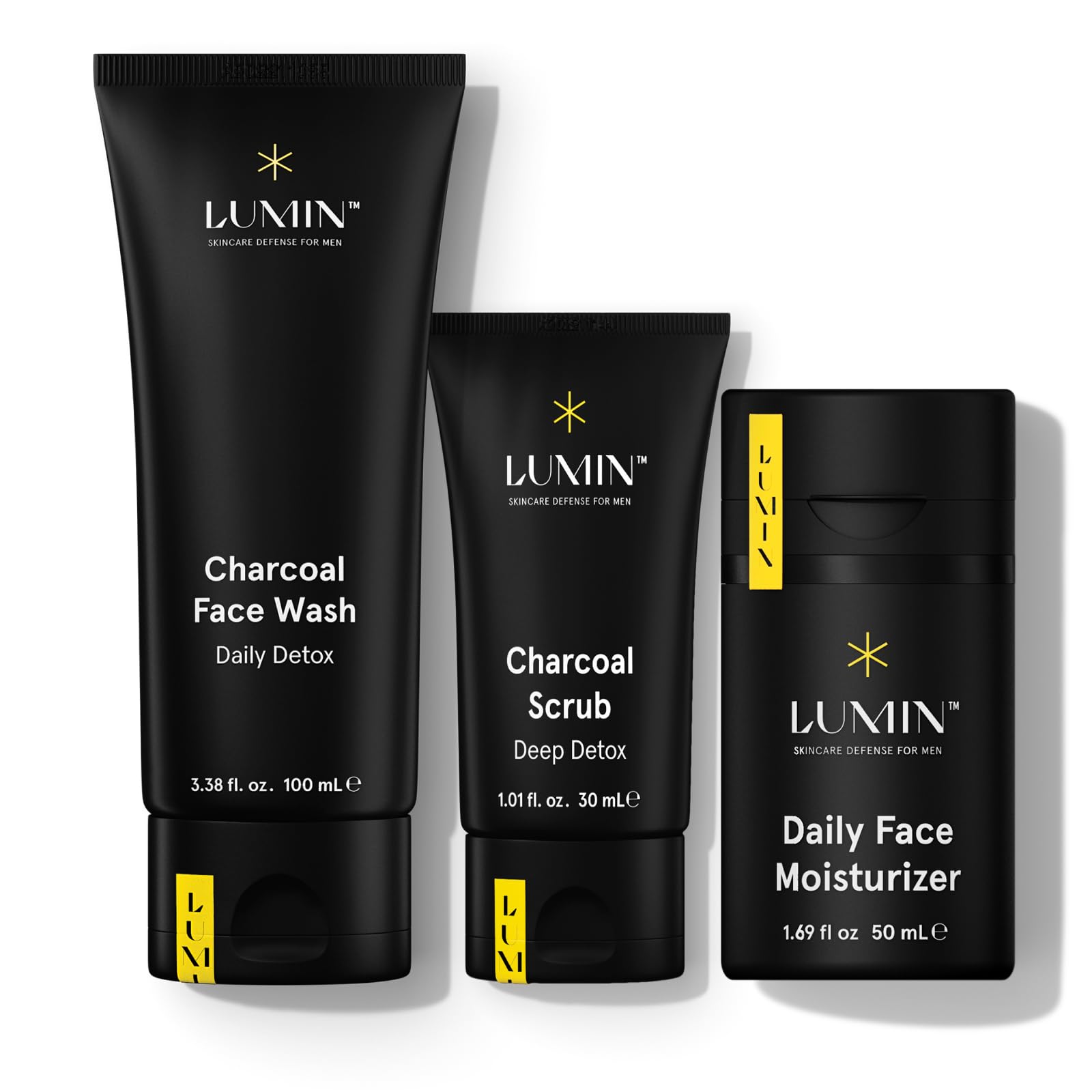 Presentación del kit Lumin Smooth Operator Detox para cuidado diario masculino.