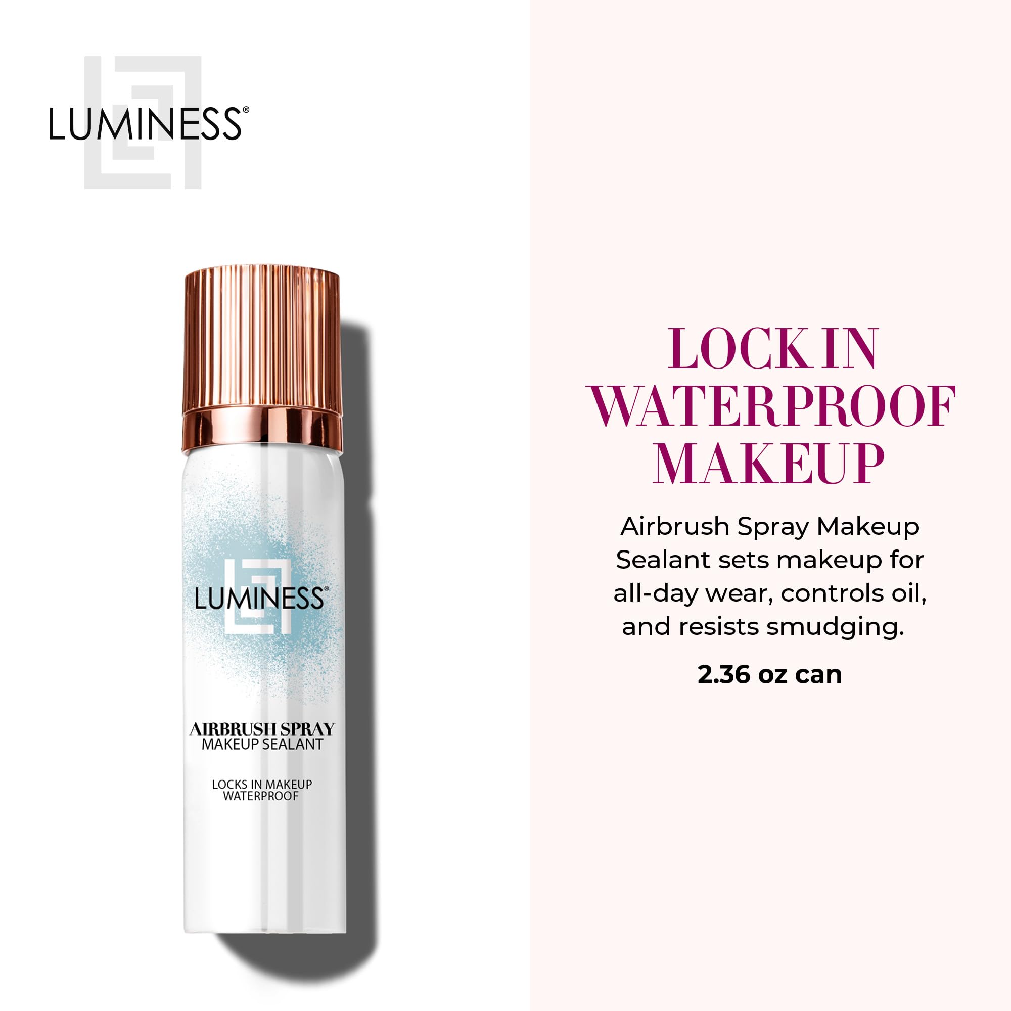 LUMINESS Airbrush sealant mist spray demonstrates even coverage and oil control.