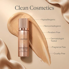 Application par aérographe sur la peau, fini lisse et naturel.
