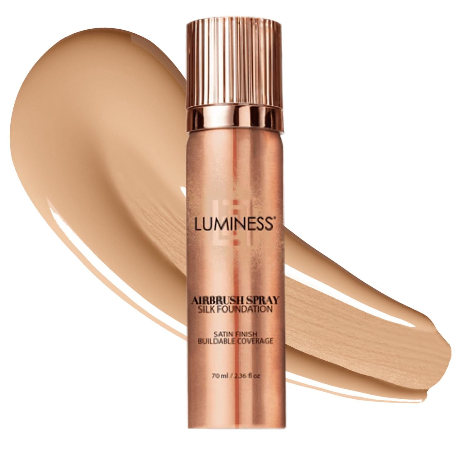 LUMINESS Silk Airbrush Spray Foundation bottle ready for quick, even coverage.
