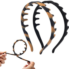Lumitrail diadema con dientes silicona negra para sujetar peinados durante el ejercicio.