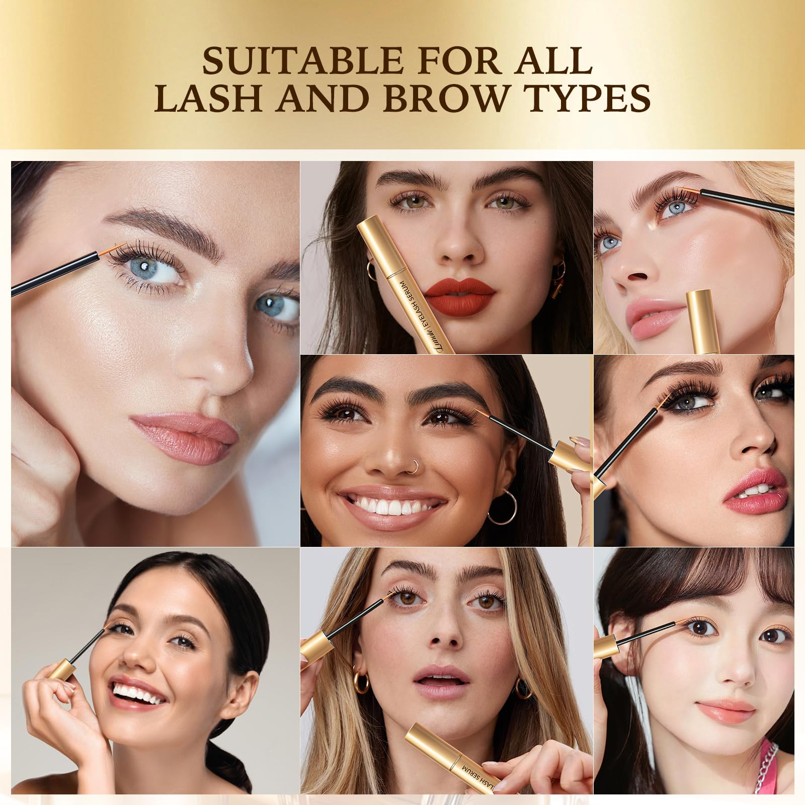 Lunale serum pestañas visibles en 3-4 semanas puede realzar la mirada