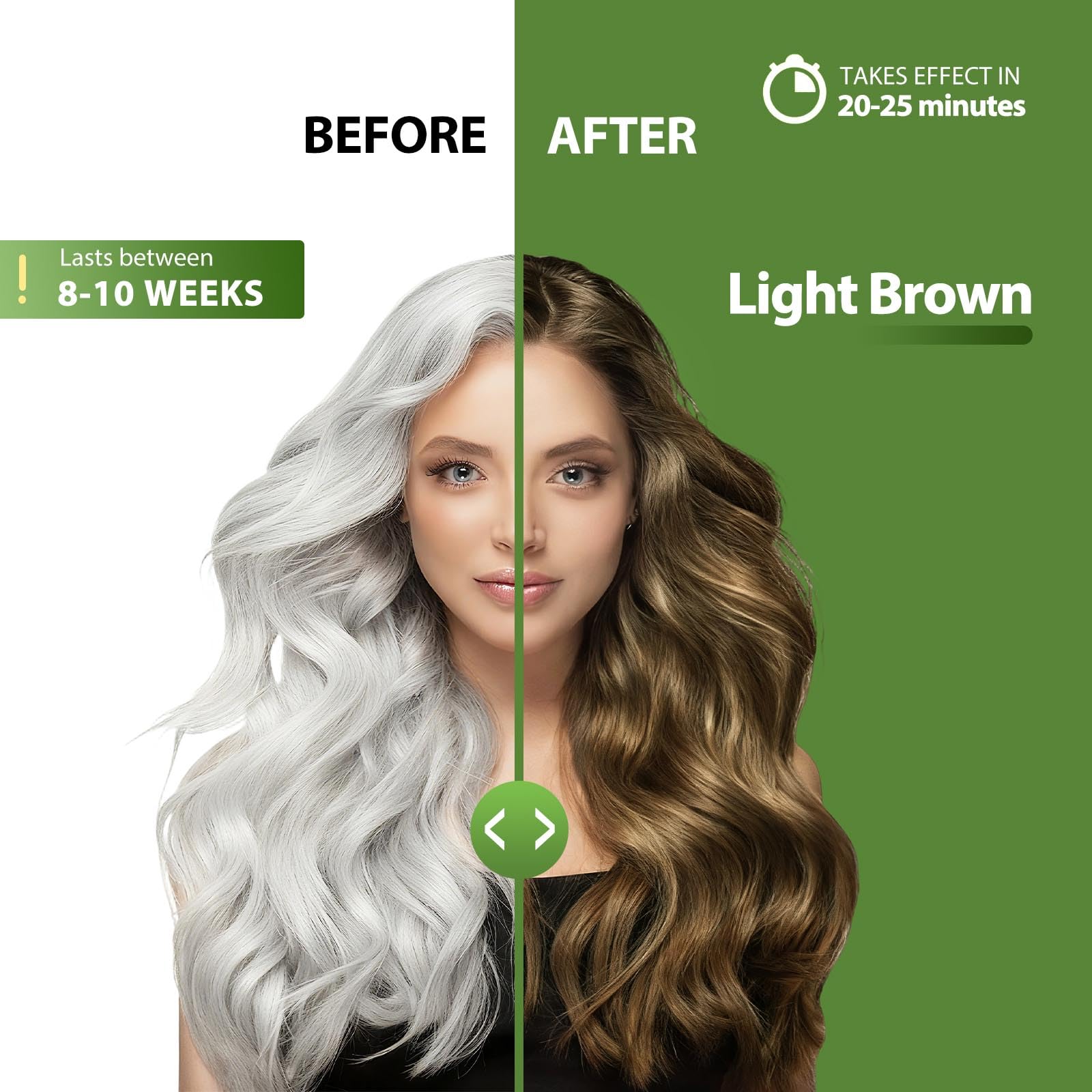 Lunory dye shampoo applied to dry hair for quick 20–25 minute color