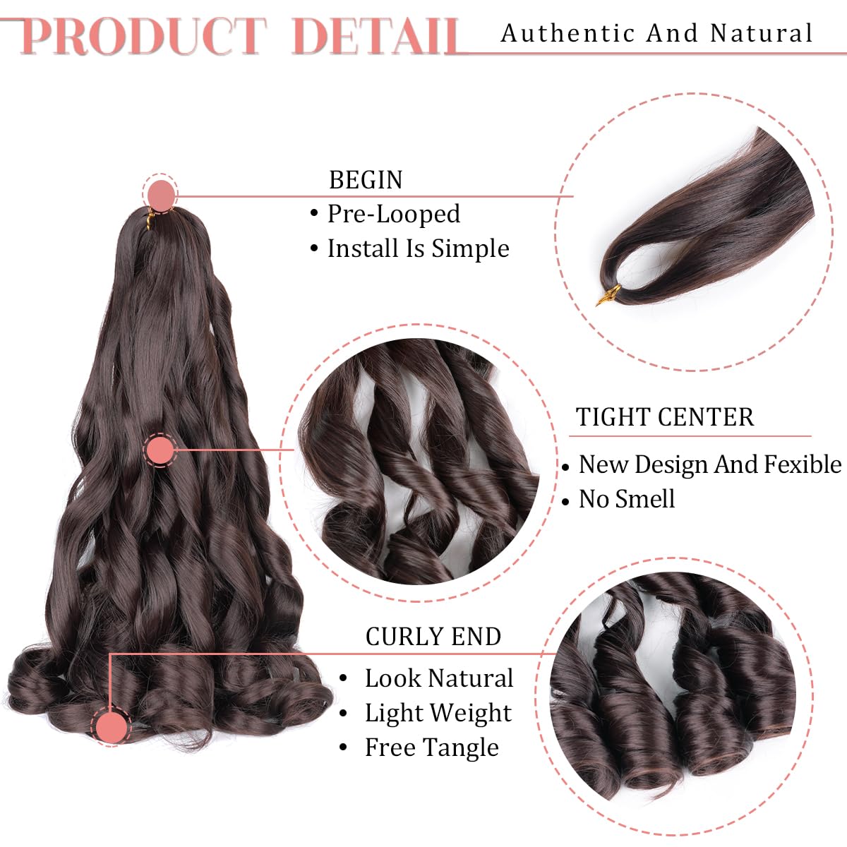 Luoyudu paquete extensiones trenza 75 g, volumen equilibrado.