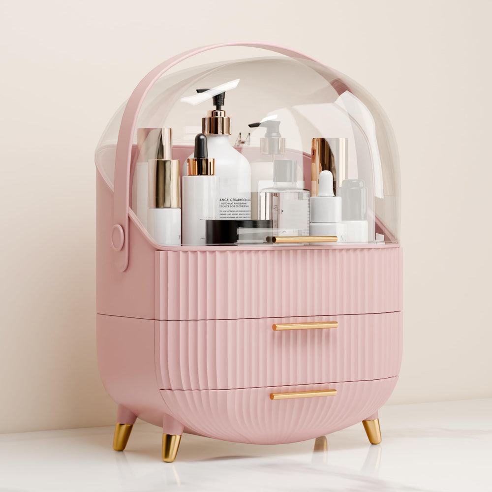 lurcns Organizador de maquillaje con tapa, orden y acceso rápido.