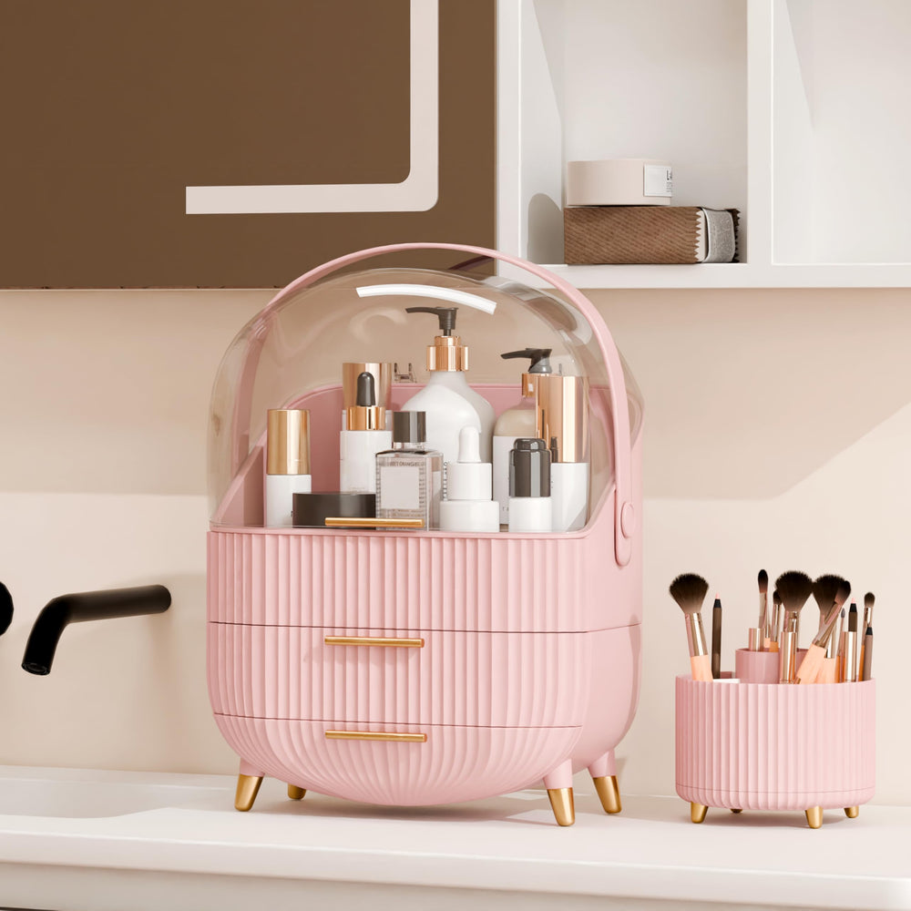 Organizador lurcns con múltiples compartimentos para sombras, labiales y esencias.