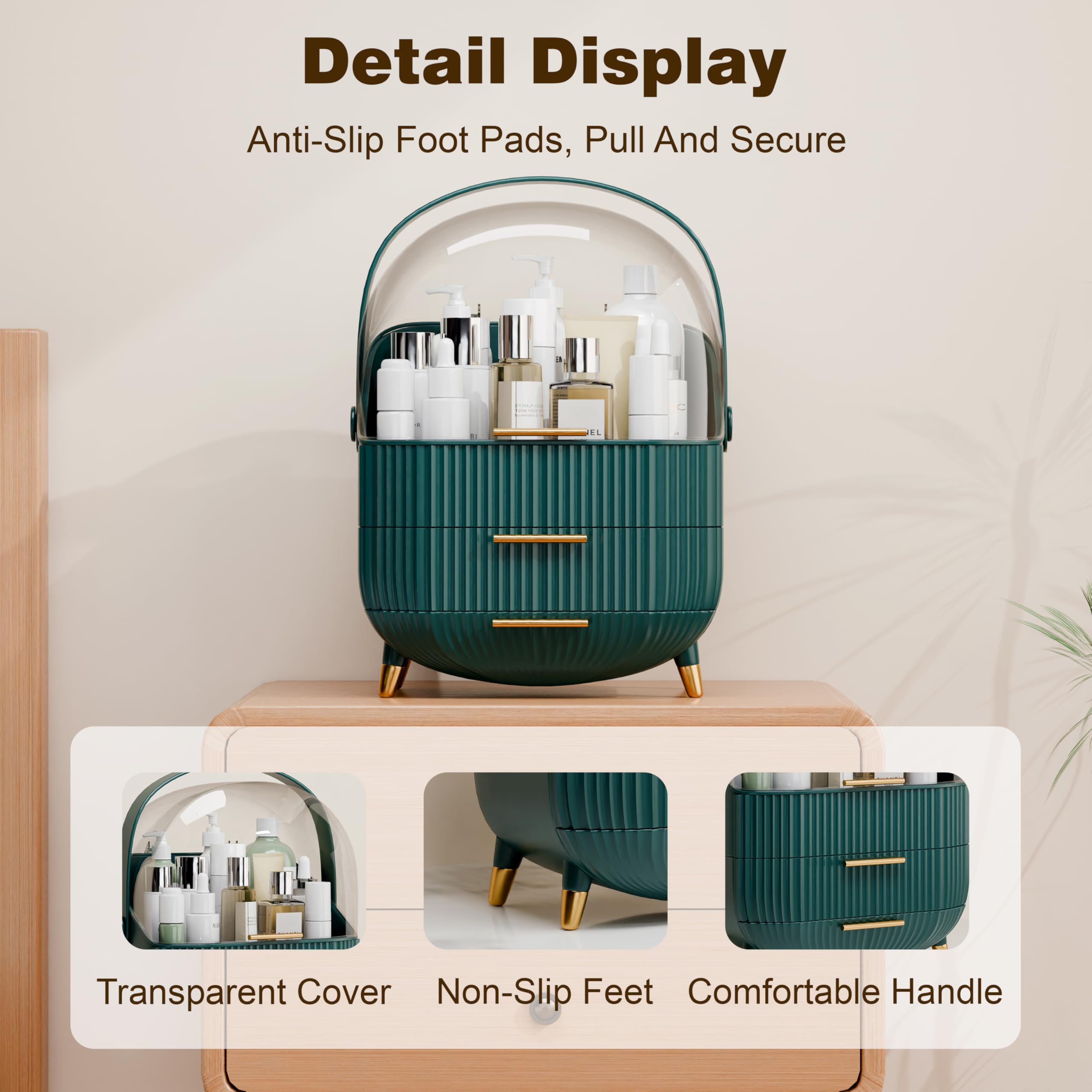 lurcns organizador con mango dorado y base antideslizante para acceso elegante