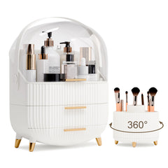 Lurcns organizador de maquillaje con tapa transparente para ordenar y proteger cosméticos.