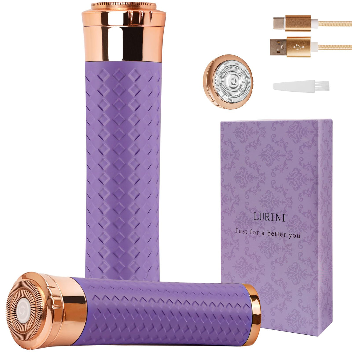 Rasuradora facial Lurini con cabezal dorado para piel suave