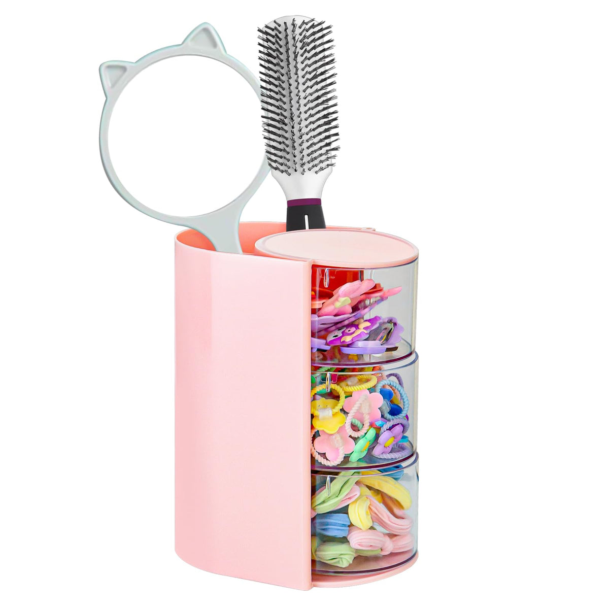 Luscinia Organizador de accesorios para cabello con rotación 180° para facilitar uso diario.