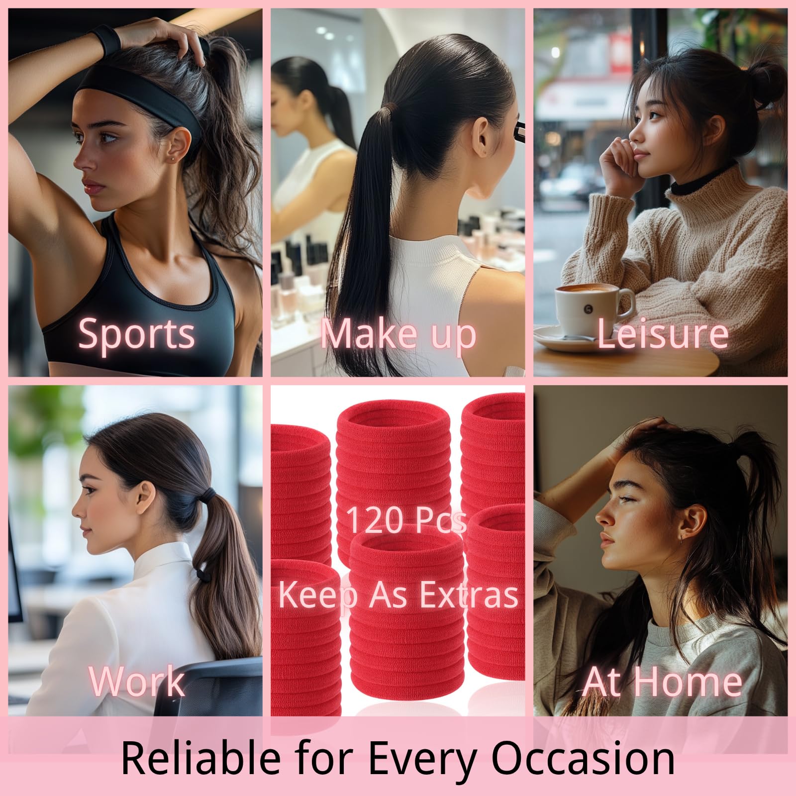 LuSeren accesorios-pelo-nylon-sin-dano-rojas-uso-diario para cualquier peinado.
