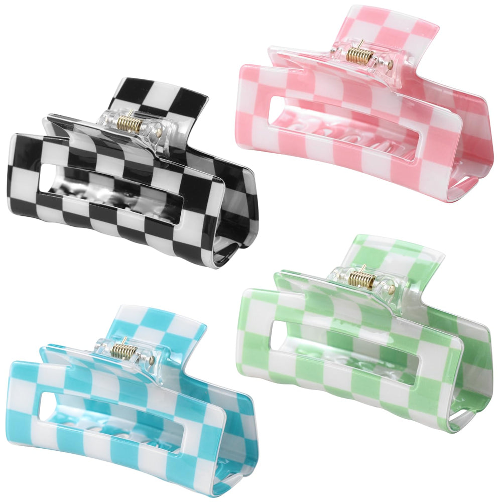 LuSeren clips de cabello rectangulares 3 pulgadas negro/blanco con agarre estable.