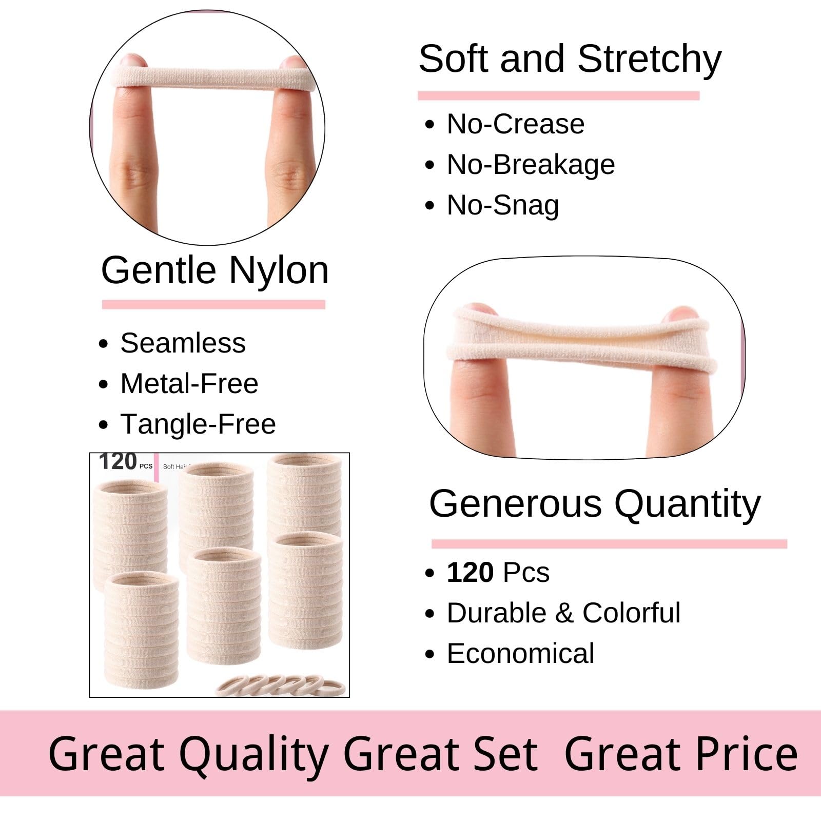 LuSeren: coletero grande de nylon sin costura ideal para pelo grueso.