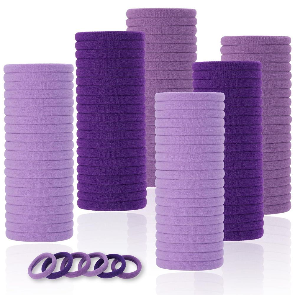 LuSeren gomas moradas para cabello, accesorio práctico para rutinas rápidas.